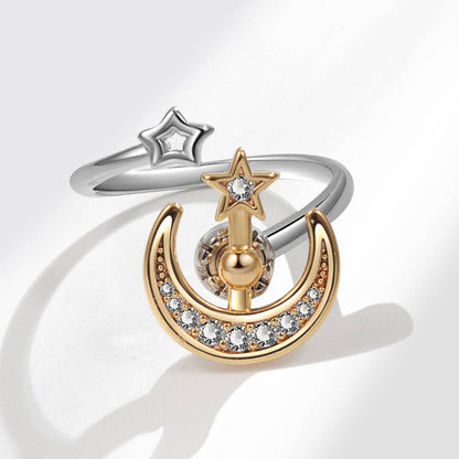 Moon Star Spinner Ring