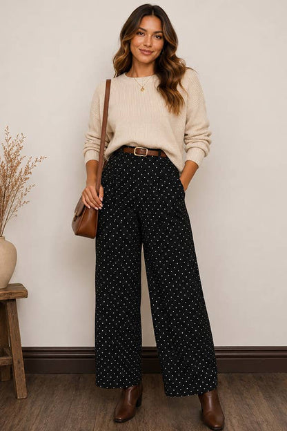 Polka Dot Wide Leg Pants