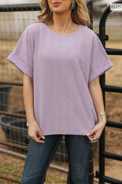 Curvy Textured Dolman Sleeve Top