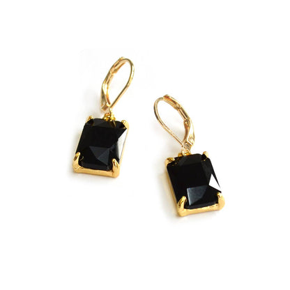 Square Glass Beads Dangle Lever Back Drop Earrings
