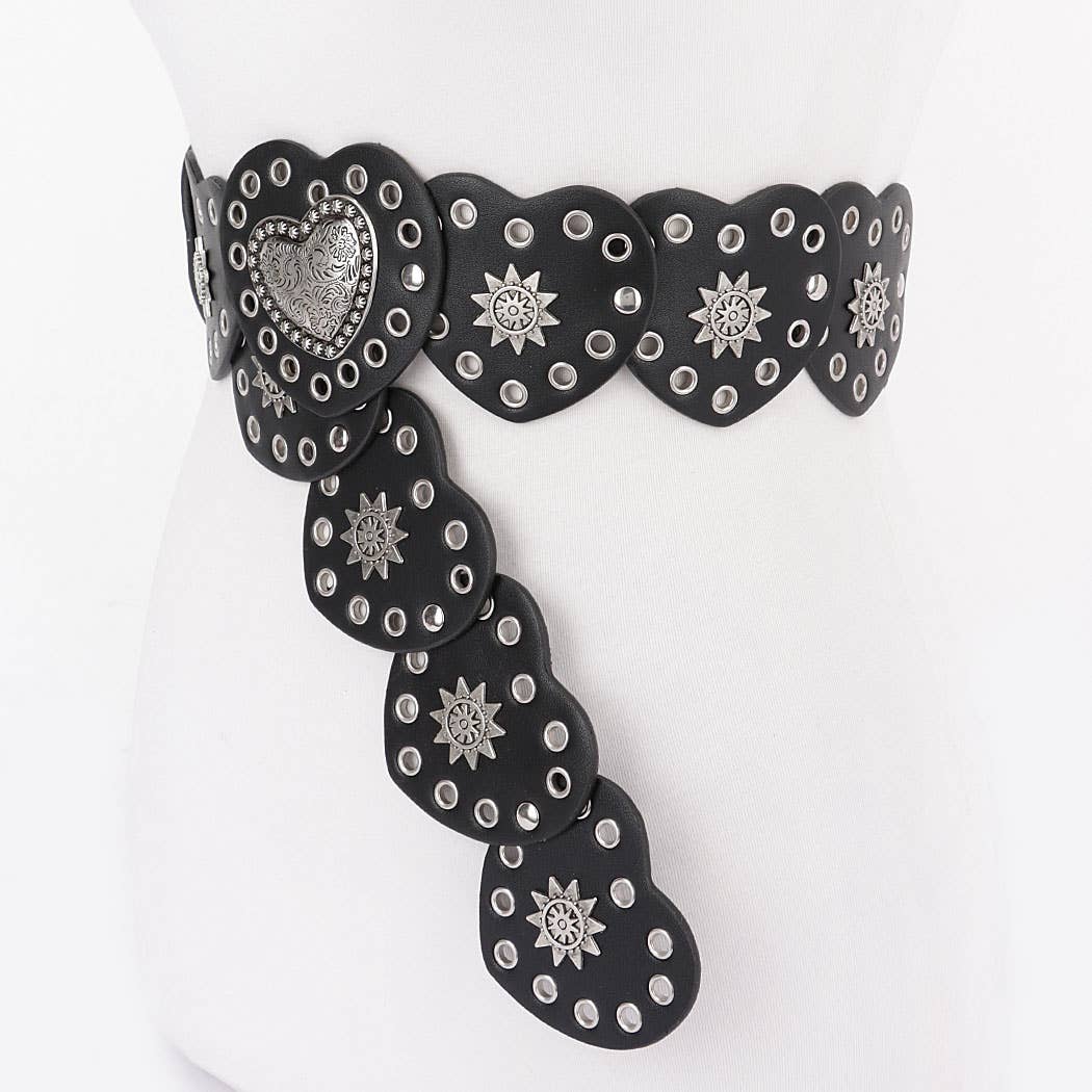 Faux Leather Heart Shape Vintage Belt