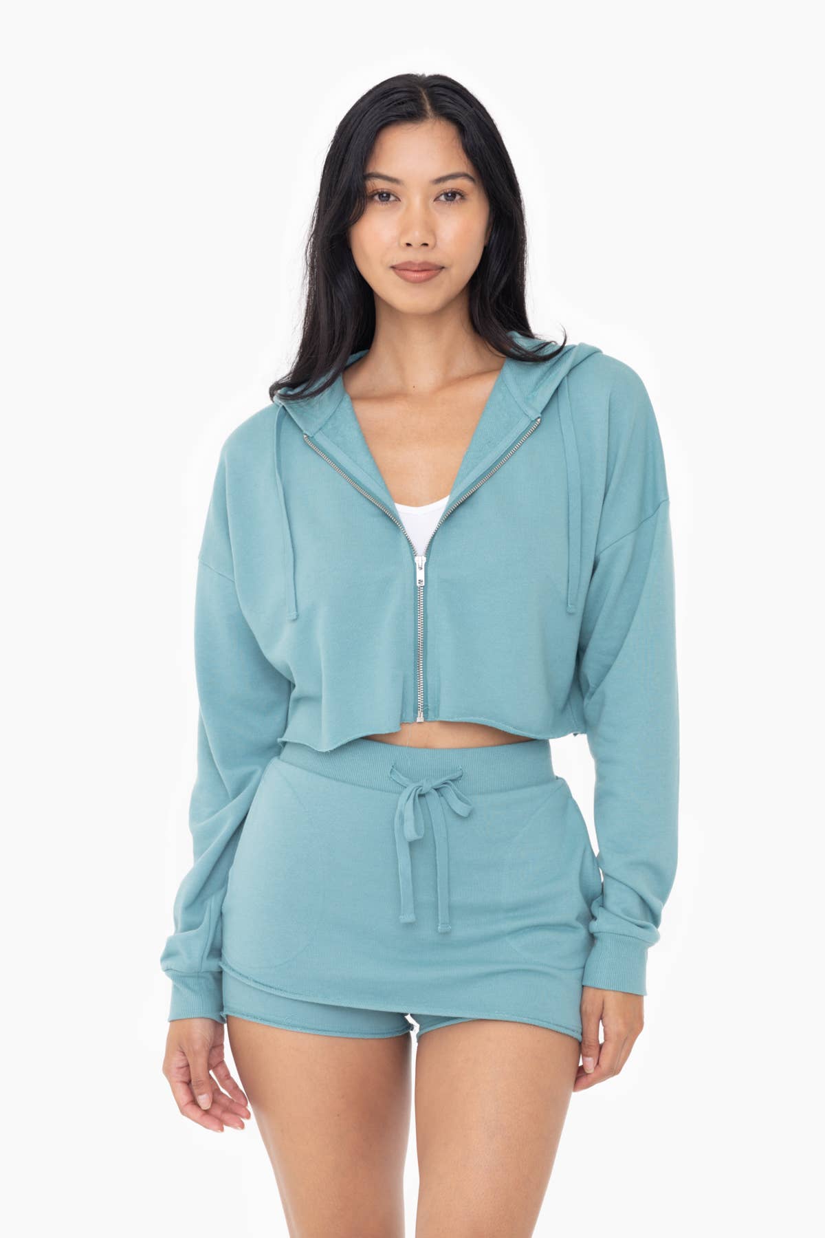 Crop Hoodie Zip-Up Terry Jacket