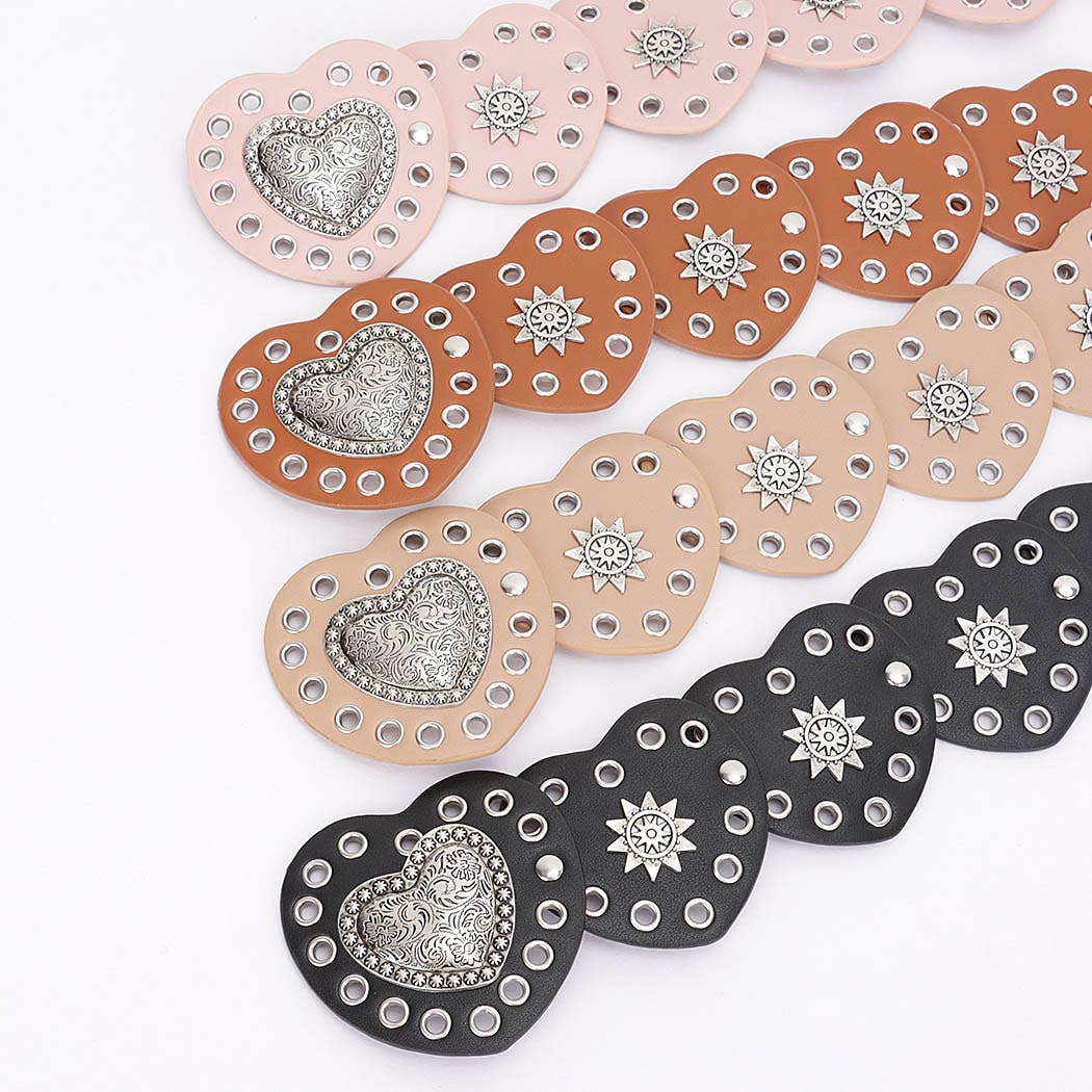 Faux Leather Heart Shape Vintage Belt