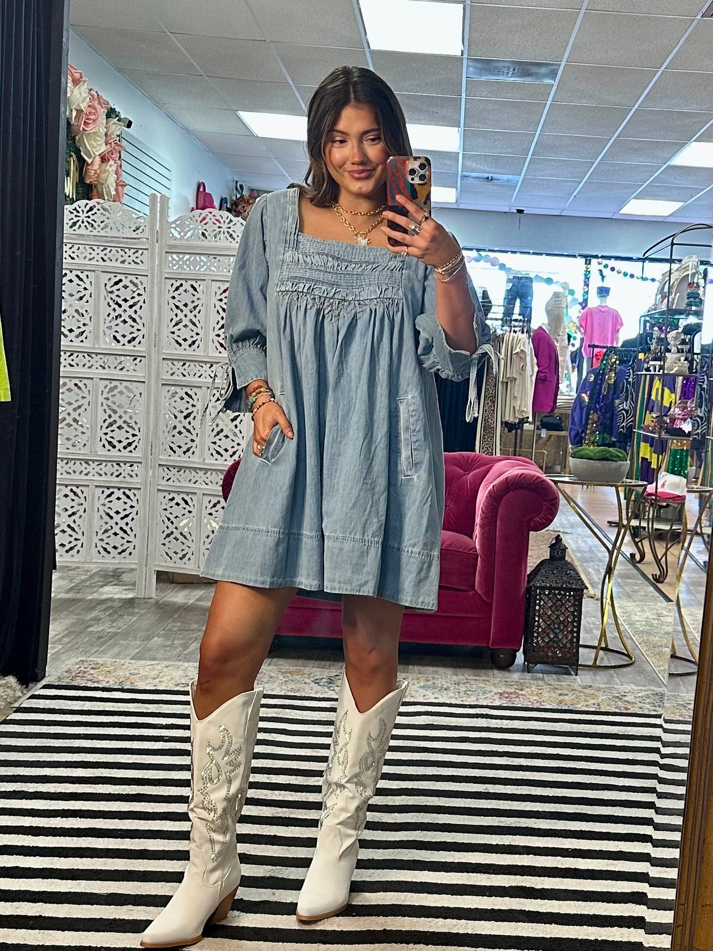 Denim Babydoll Dress