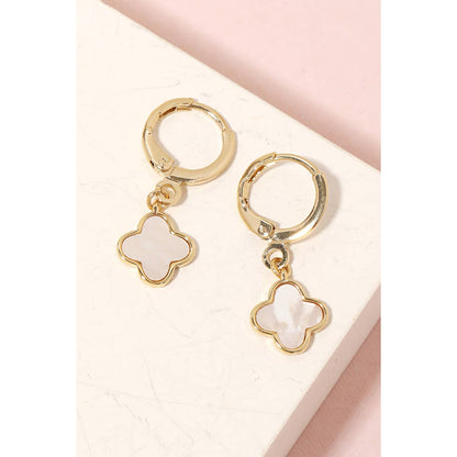 Gold Dipped Clover Charm Dangle Earrings