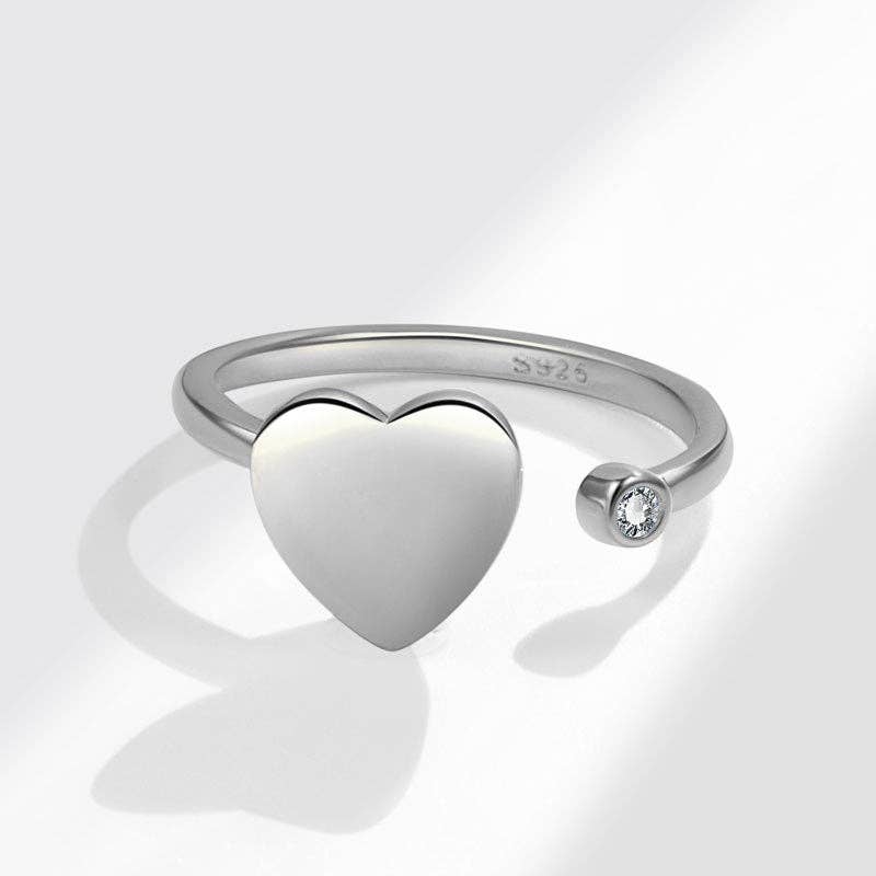 Heart Anxiety Fidget Spinner Ring in 925 Sterling Silver