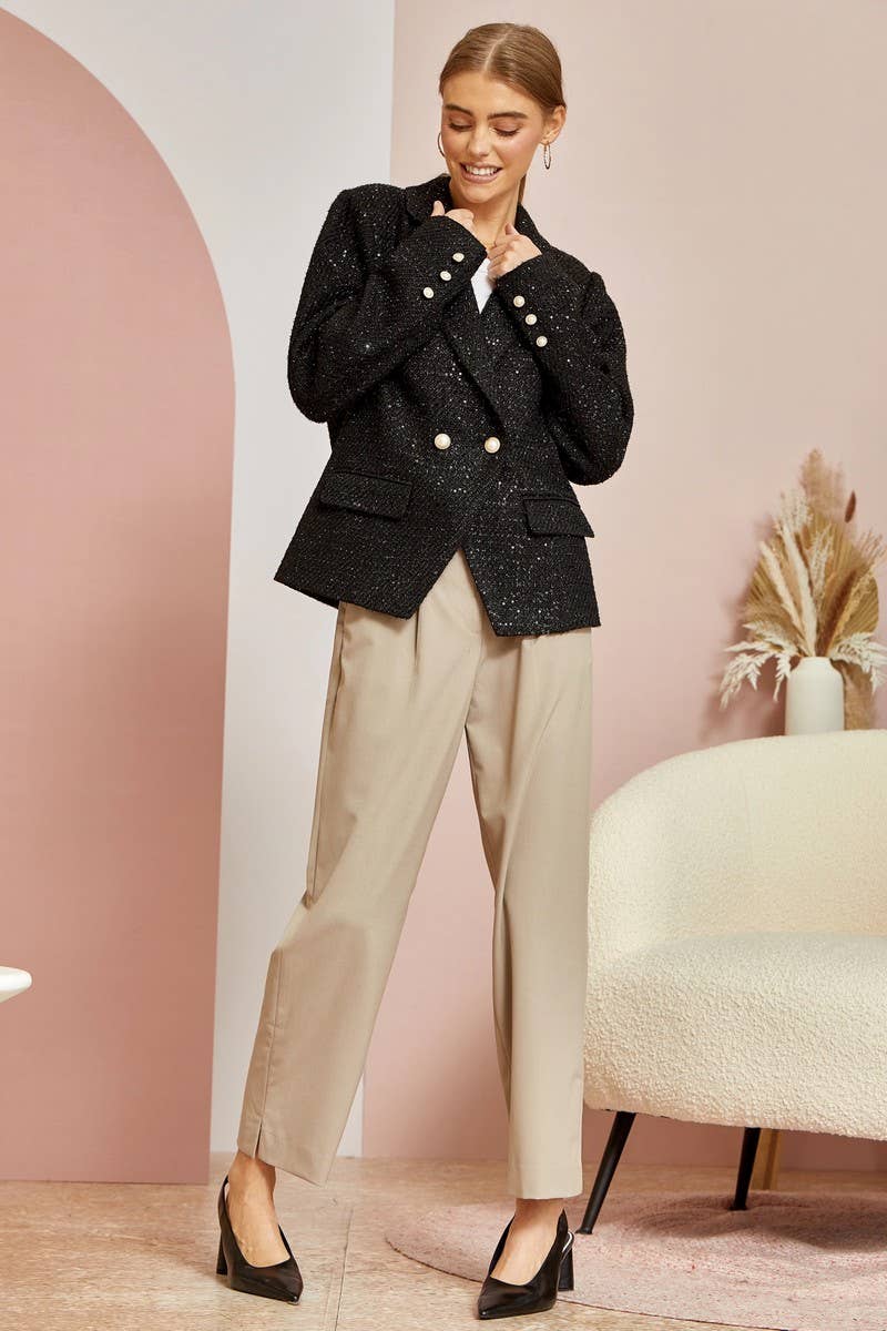 Sequin Tweed Blazer J10228-1