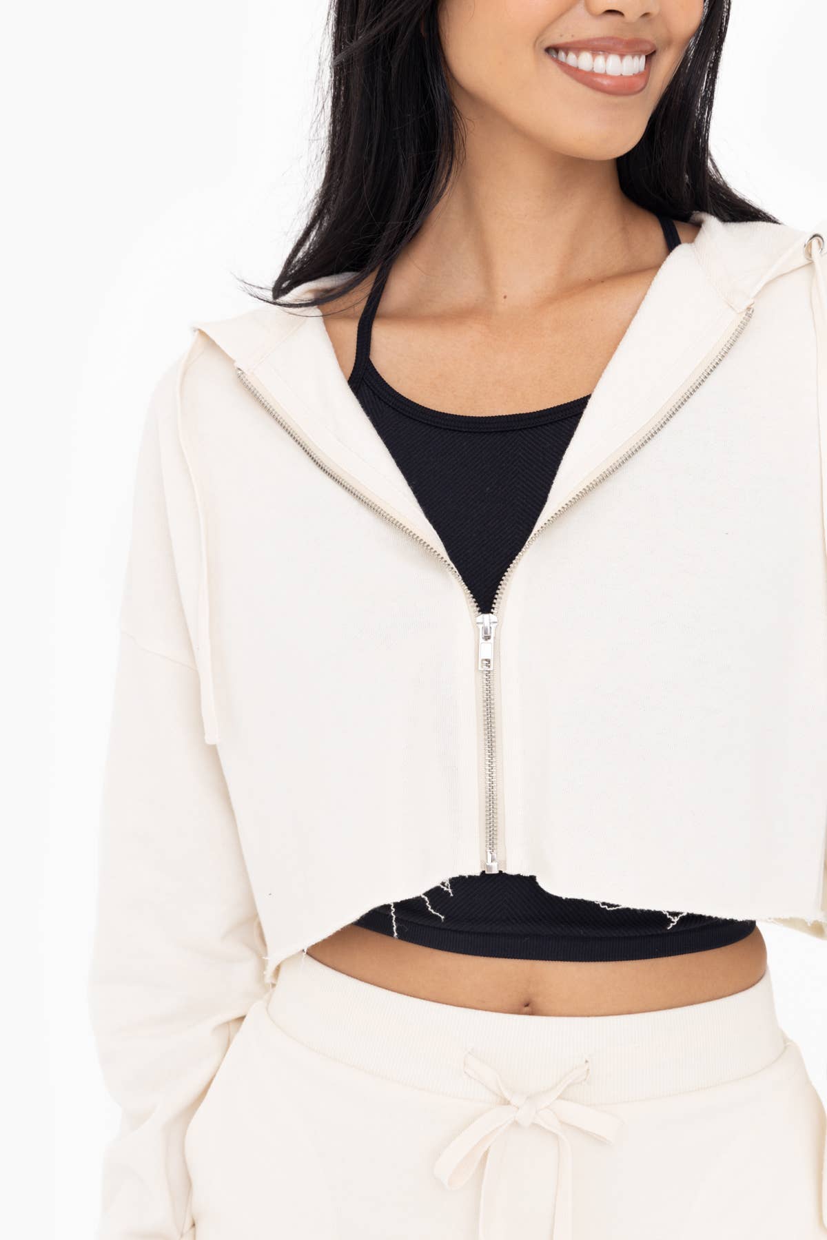 Crop Hoodie Zip-Up Terry Jacket