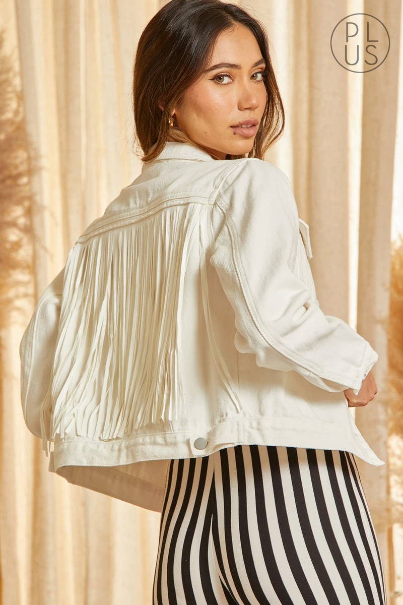 Francesca Fringe Cropped Denim Jacket