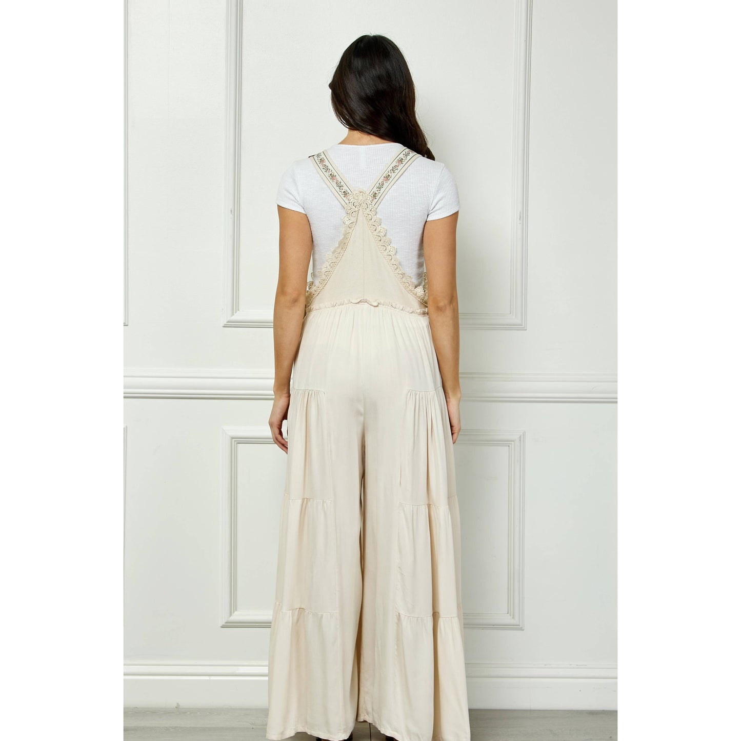 Embroidered Strap Flowy Jumpsuit