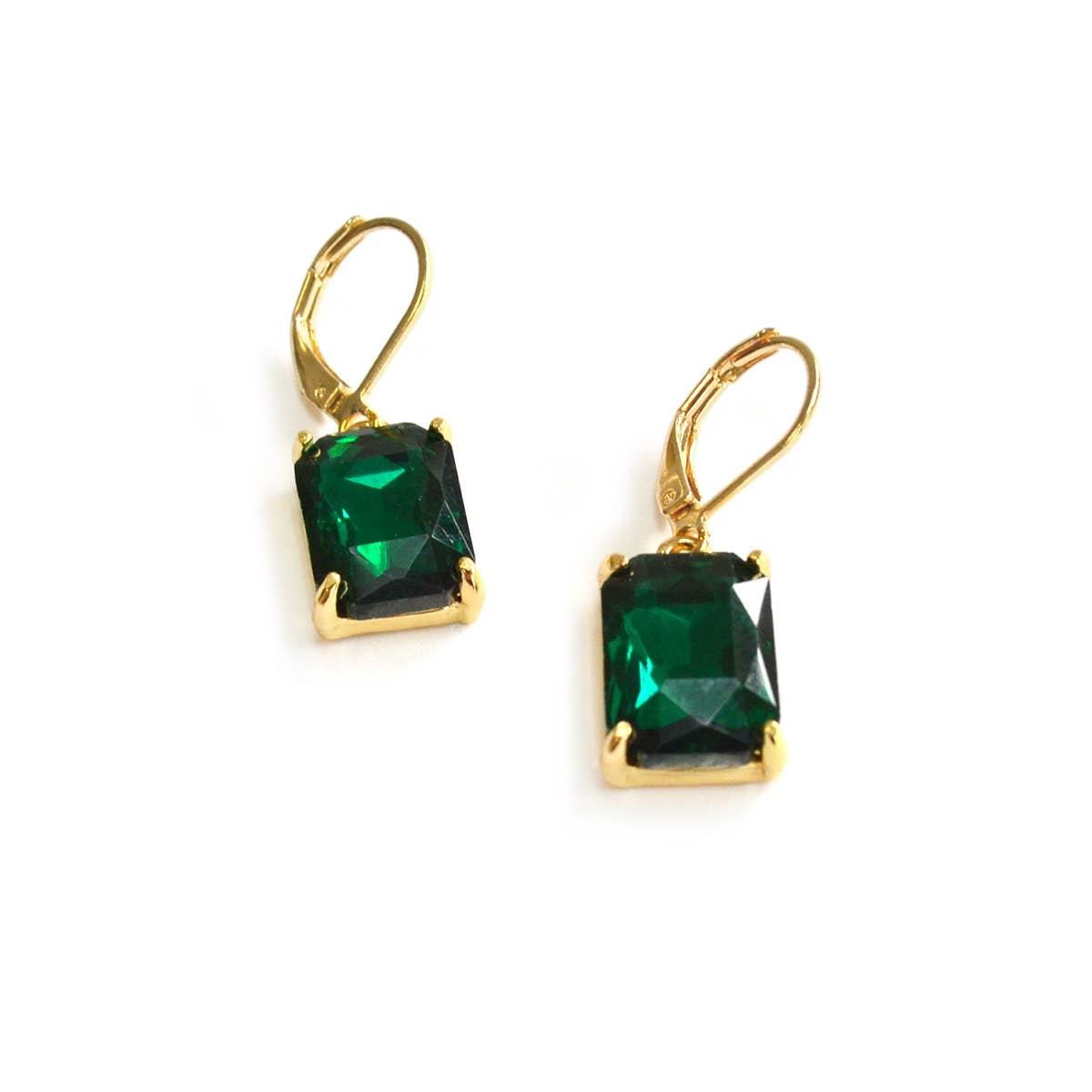 Square Glass Beads Dangle Lever Back Drop Earrings