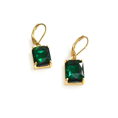 Square Glass Beads Dangle Lever Back Drop Earrings