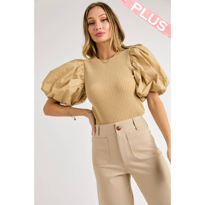 Poplin Bubble Sleeve Top