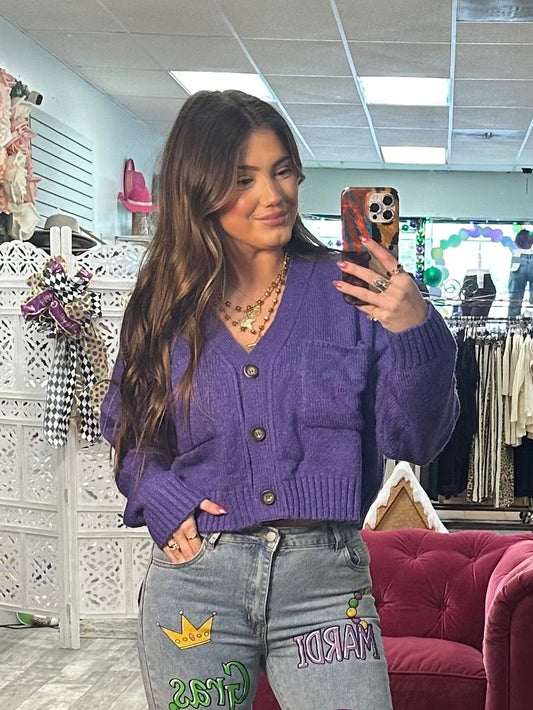 ‘Cardi’ Pardi Cropped Button Up Cardigan