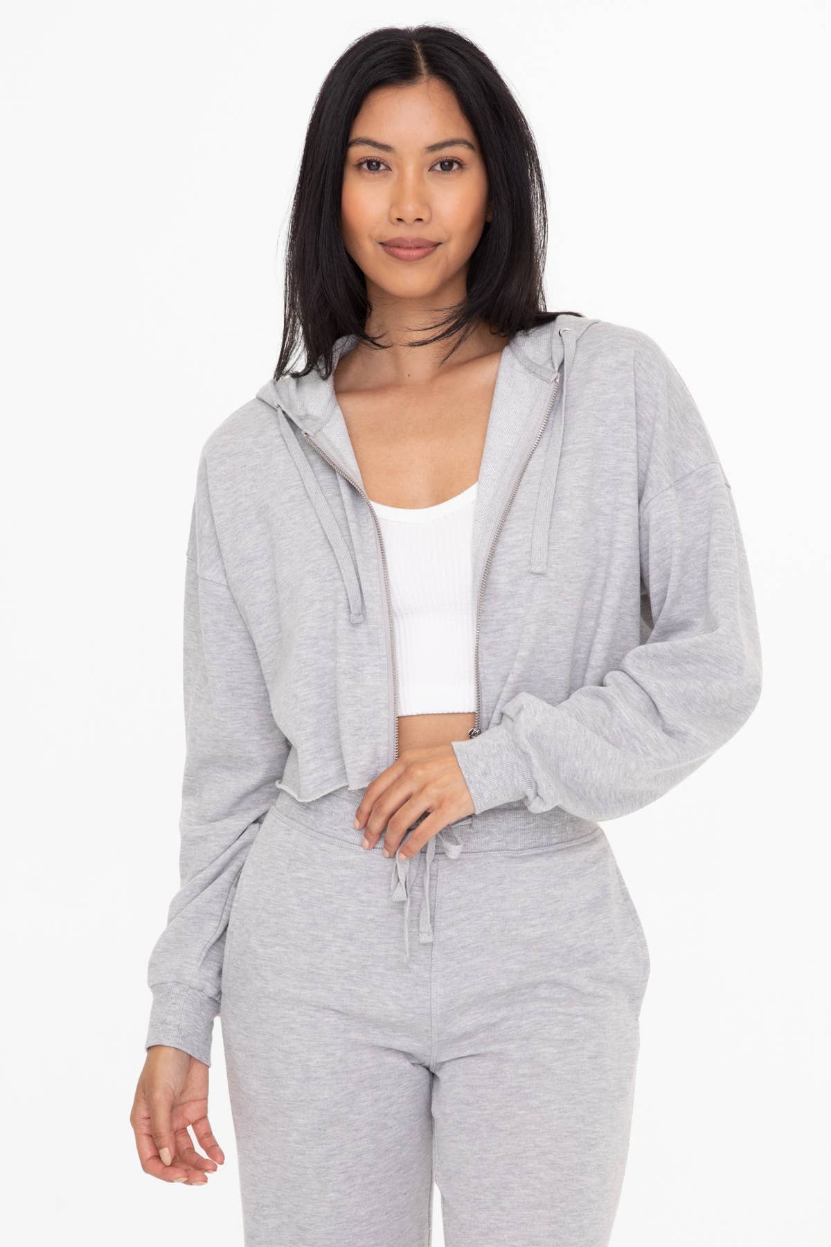 Crop Hoodie Zip-Up Terry Jacket