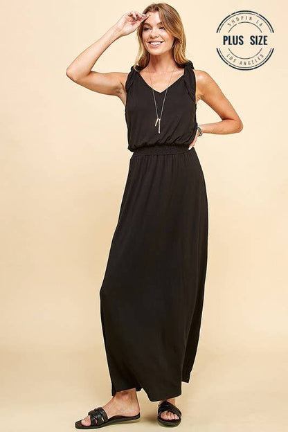 Solid Smocked Maxi Dress