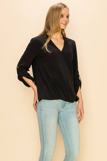 WRAP V NECK BLOUSE