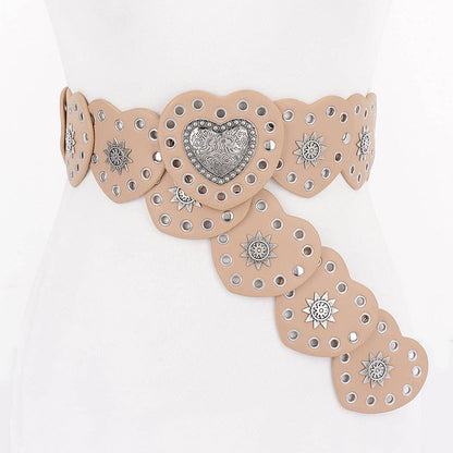 Faux Leather Heart Shape Vintage Belt