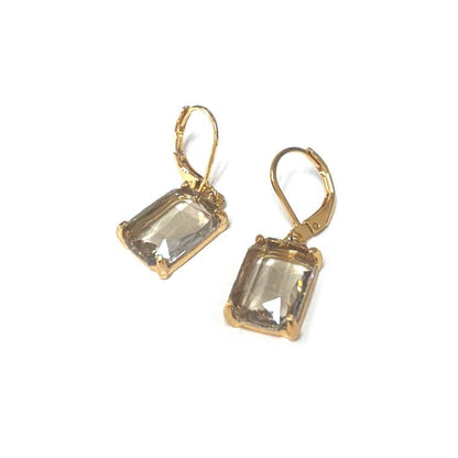 Square Glass Beads Dangle Lever Back Drop Earrings