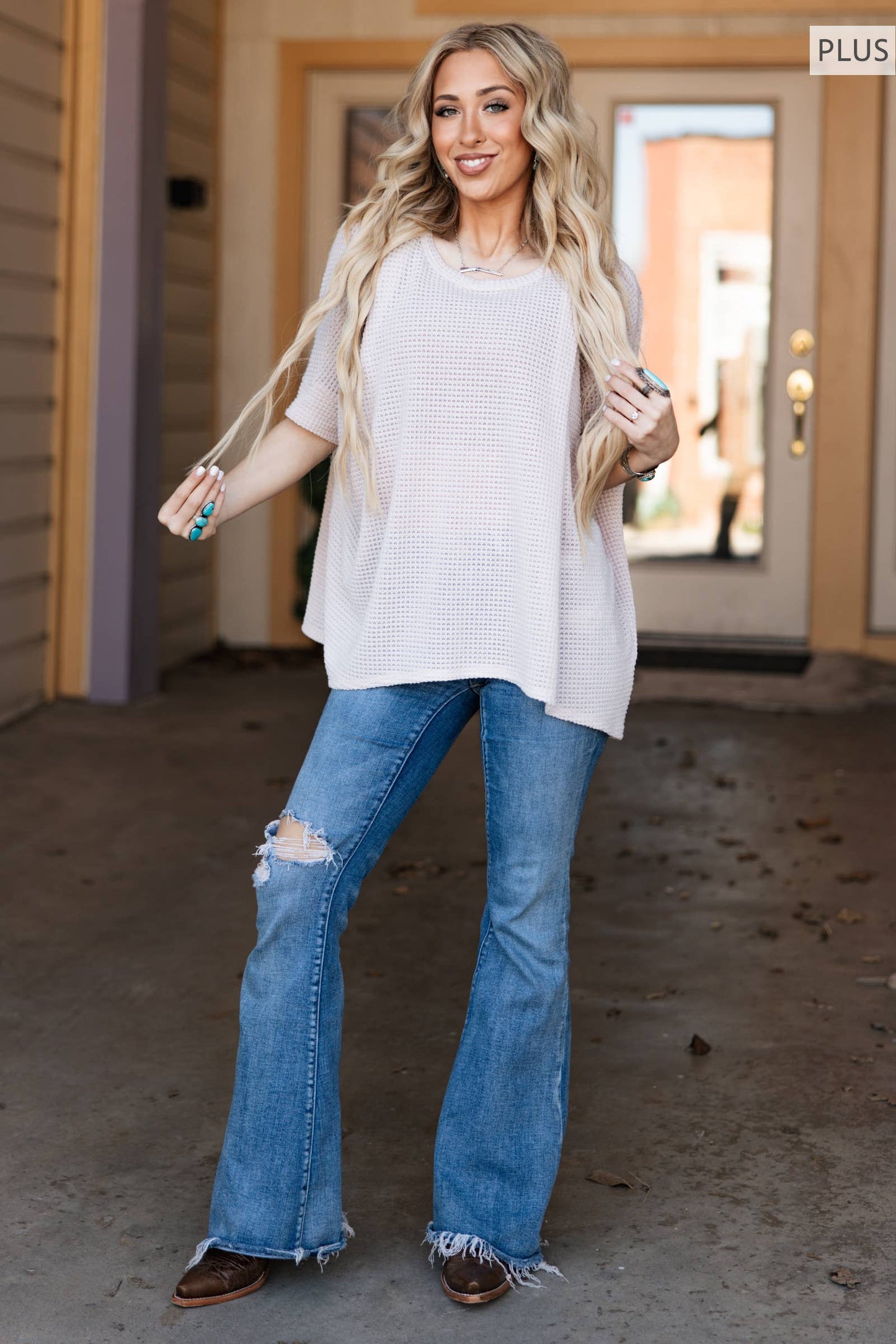 PLUS SIZE Crochet Oversized Relaxed Fit Poncho Top