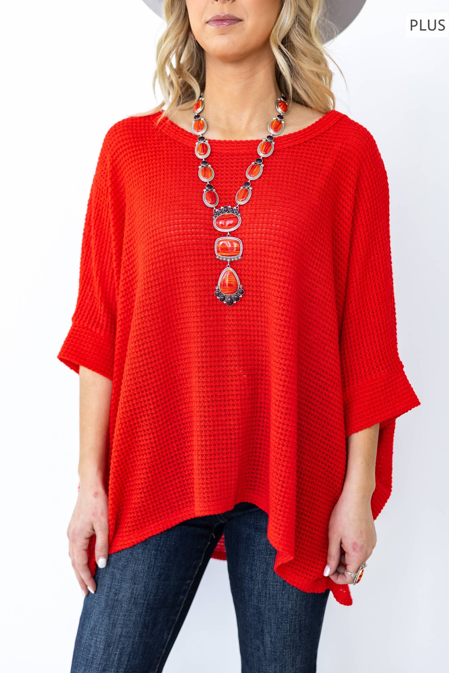 PLUS SIZE Crochet Oversized Relaxed Fit Poncho Top
