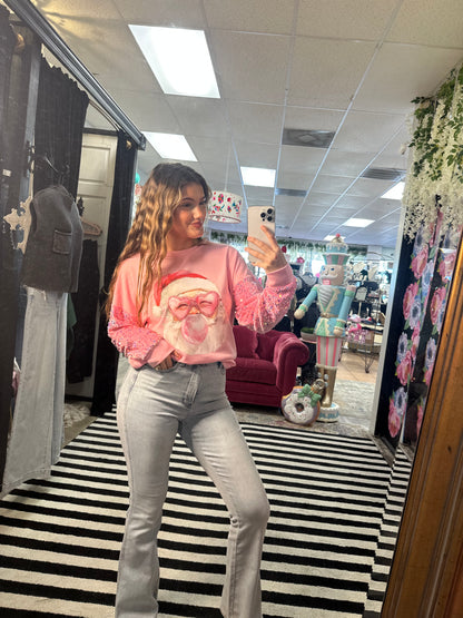 Sequin Velvet Sleeve Santa