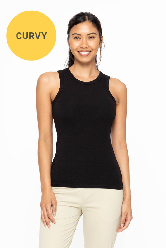 CURVY Essential Micro-Ribbed Athleisure Tank Top