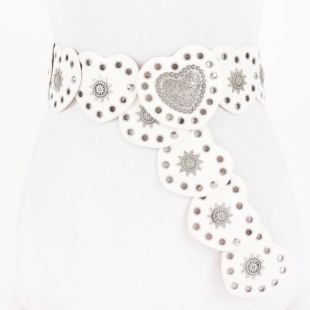 Faux Leather Heart Shape Vintage Belt