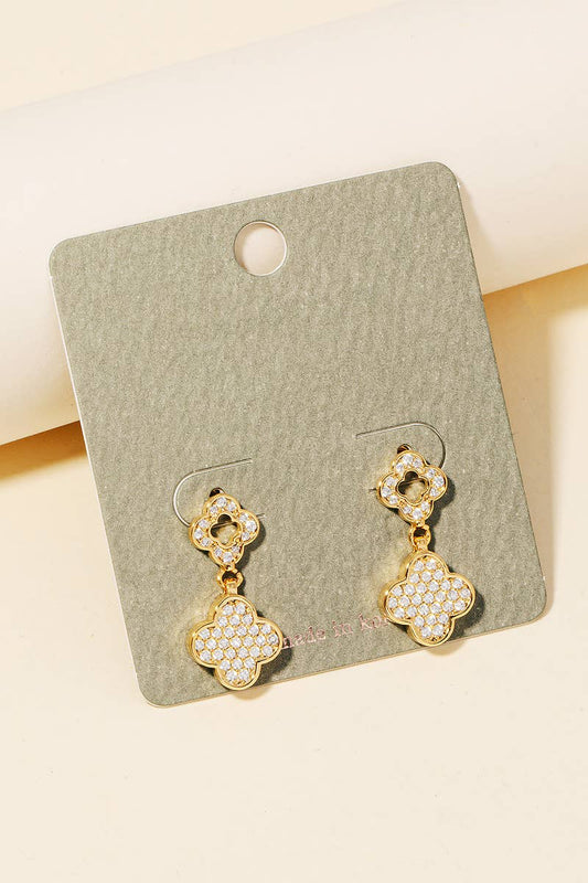 Mini Pave Clover Drop Earrings