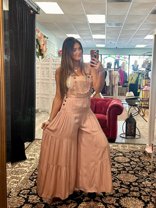 Embroidered Strap Flowy Jumpsuit