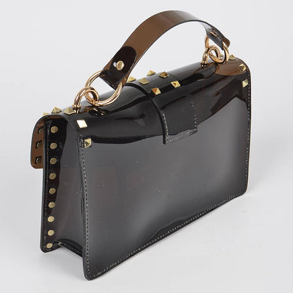 Studded Colorful Transparent Clutch
