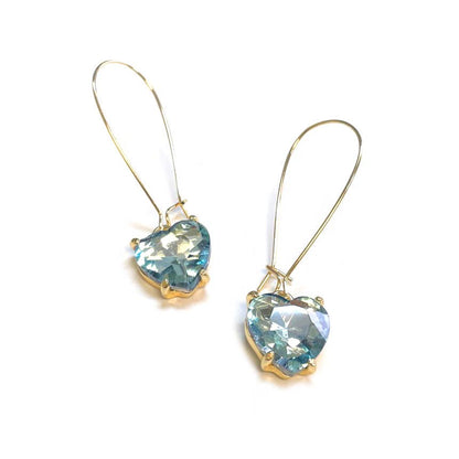 Heart Glass Charm with Kidney Wire Dangle Earrings