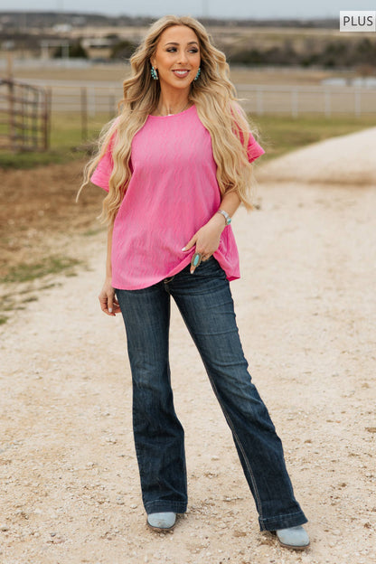 Curvy Textured Dolman Sleeve Top