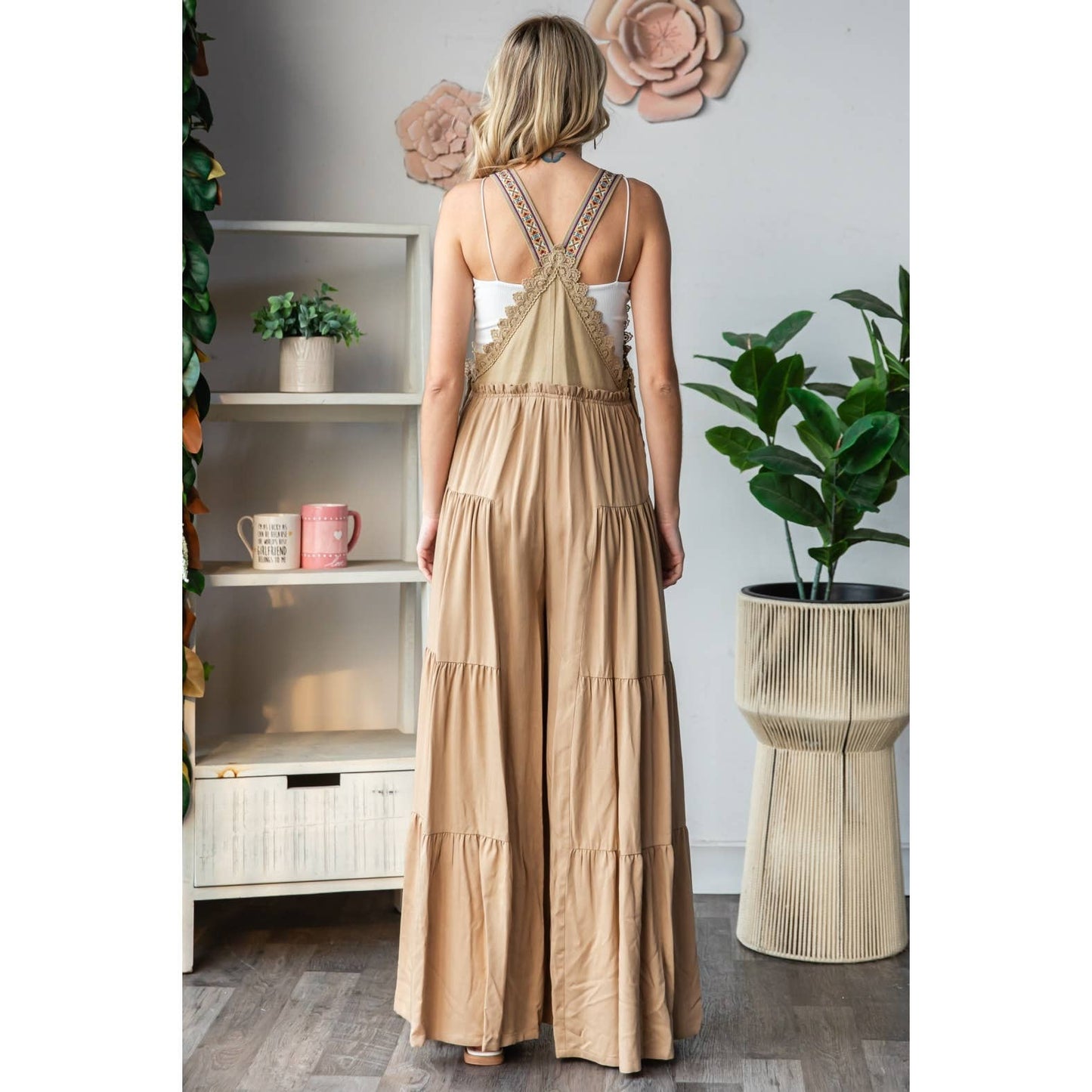 Embroidered Strap Flowy Jumpsuit