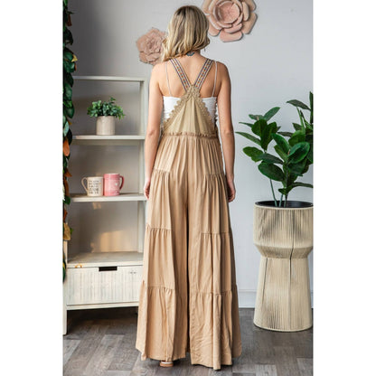 Embroidered Strap Flowy Jumpsuit