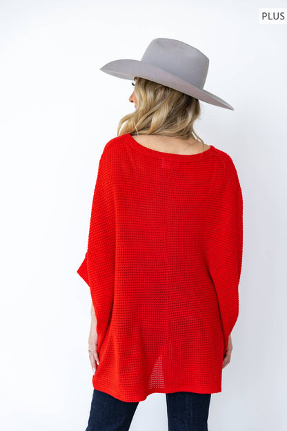 PLUS SIZE Crochet Oversized Relaxed Fit Poncho Top