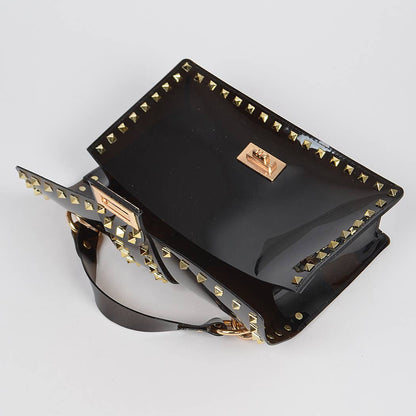 Studded Colorful Transparent Clutch