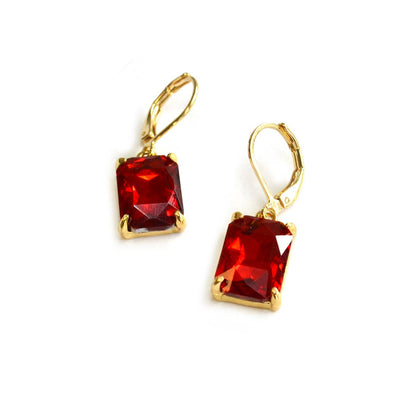 Square Glass Beads Dangle Lever Back Drop Earrings
