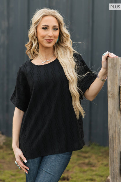 Curvy Textured Dolman Sleeve Top
