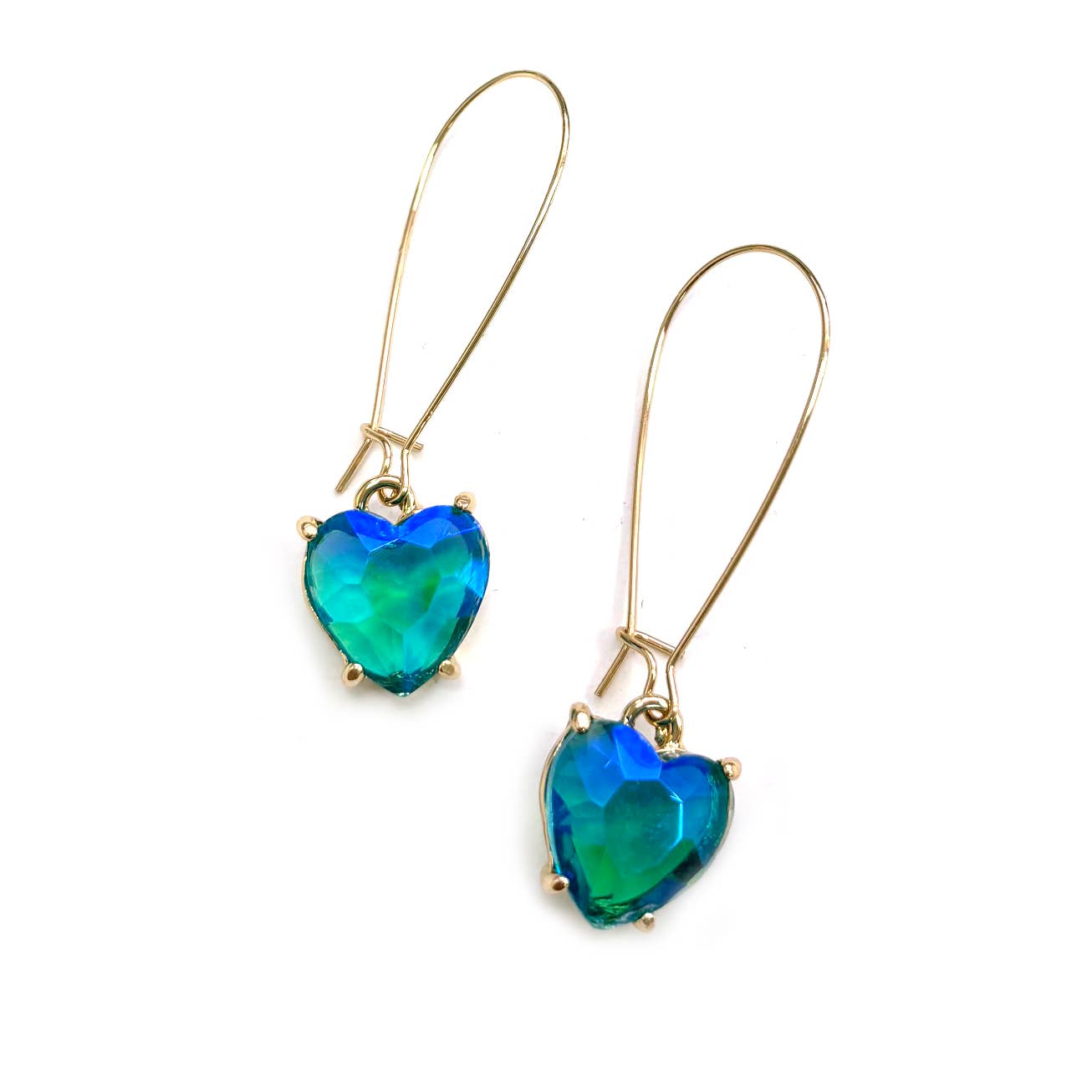 Heart Glass Charm with Kidney Wire Dangle Earrings