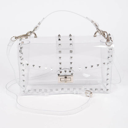 Studded Colorful Transparent Clutch