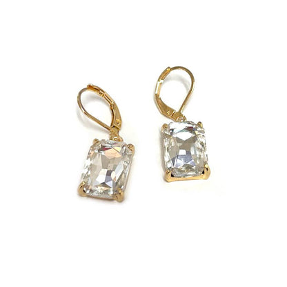 Square Glass Beads Dangle Lever Back Drop Earrings