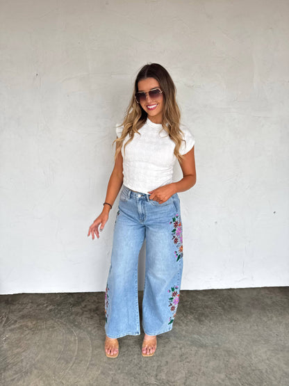 EVIE FLORAL EMBROIDERED JEANS