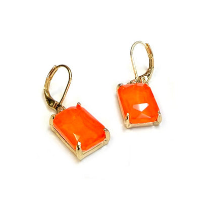 Square Glass Beads Dangle Lever Back Drop Earrings