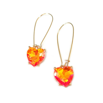 Heart Glass Charm with Kidney Wire Dangle Earrings