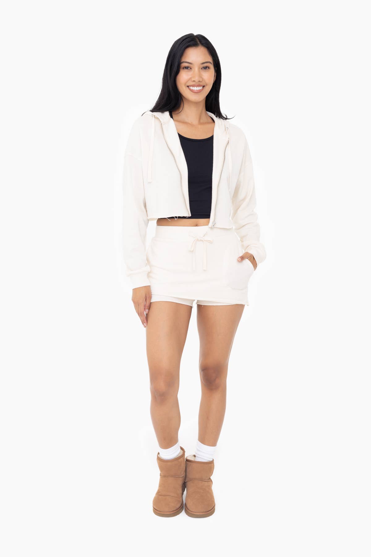 Crop Hoodie Zip-Up Terry Jacket