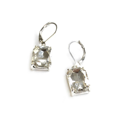 Square Glass Beads Dangle Lever Back Drop Earrings
