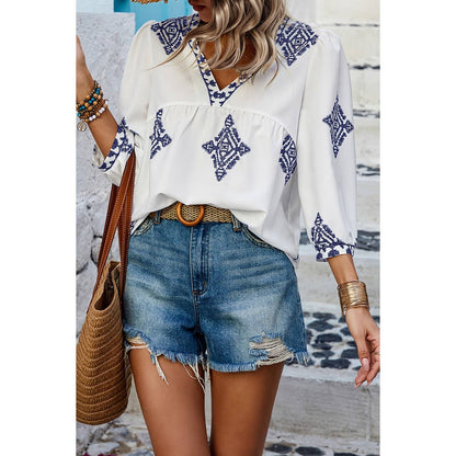 Boho Blue Blouse