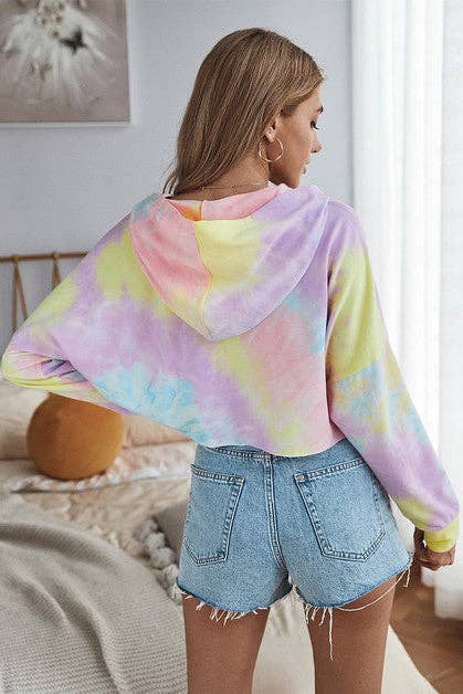 Tie Dye Crop Pullover Hoodie