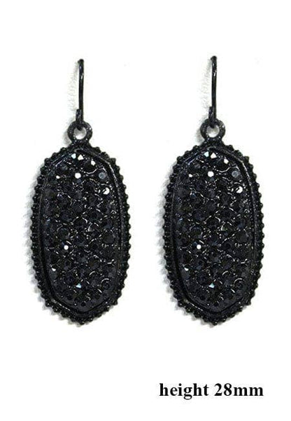 Pave Rhinestone Oval Hexagon Drop Earrings